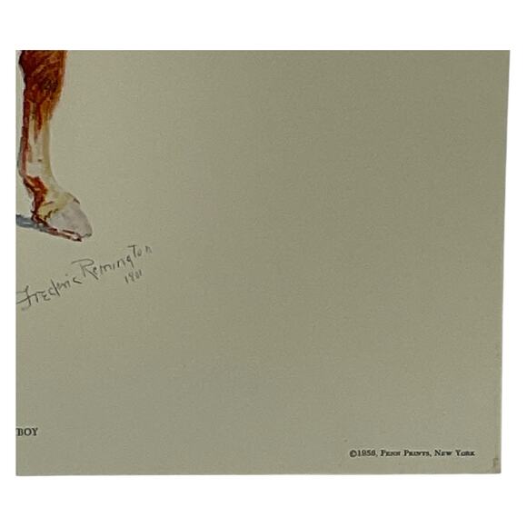 Frederic Remington Arizona Cowboy 1955 Penn Prints Lithograph 16x12 Art - Picture 4 of 5